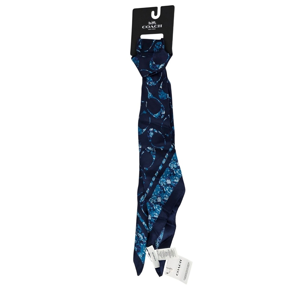 Coach CX784 Trompe L'Oeil Bag Print Silk Square Scarf 35" Blue Multicolor NWT